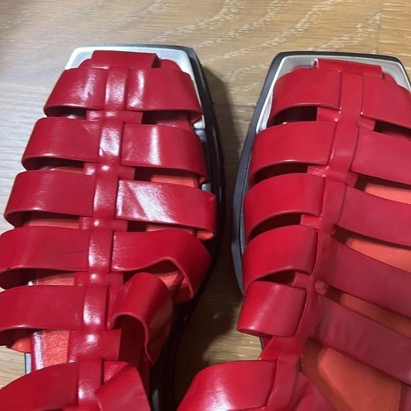 NEW Jeffrey Campbelll Lafayette platform fisherman Red sandals shoes size 7 - Picture 5 of 10